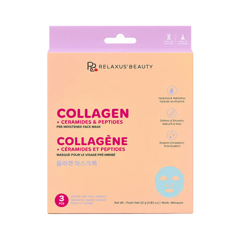 Collagen face mask with ceramides and peptides Pre-moistened collagen face mask Hydrating face mask with hydrolyzed collagen
Single-use face mask with ceramides Collagen and peptide face mask Hydrating facial mask for smoother-looking skin Vegan collagen face mask three pack
15-minute pre-moistened face mask