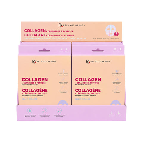 Collagen face mask with ceramides and peptides Pre-moistened collagen face mask Hydrating face mask with hydrolyzed collagen
Single-use face mask with ceramides Collagen and peptide face mask Hydrating facial mask for smoother-looking skin Vegan collagen face mask three pack
15-minute pre-moistened face mask