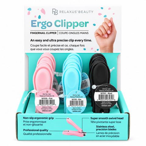 Ergo fingernail and toenail clippers
Stainless steel Ergo nail clippers Ergonomic nail clippers with swivel head
Nail clippers with non-slip grip Stainless steel precision nail clippers Pink Ergo nail clipper Blue Ergo nail clipper Black Ergo nail clipper Swivel head fingernail and toenail clipper