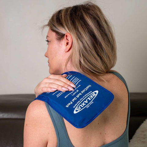 Woman using Relaxus Hot & Cold Gel Pack