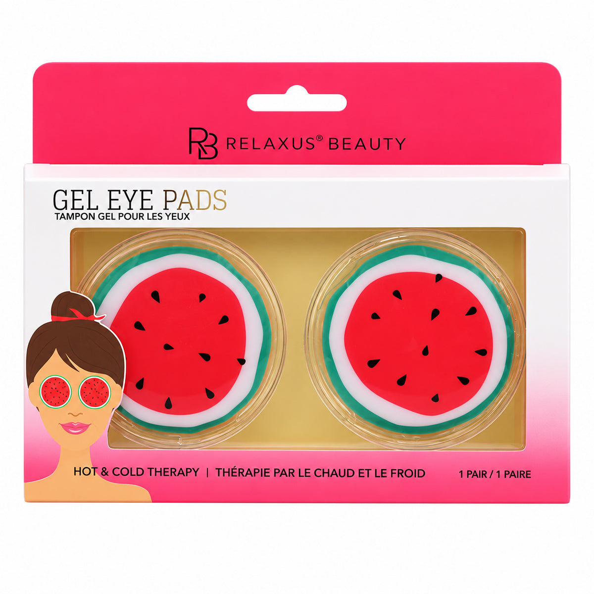 Reusable watermelon hot and cold gel eye pads Cooling watermelon gel eye pads Watermelon-shaped reusable gel eye pads Pair of hot and cold watermelon eye pads Cooling gel eye pads for tired eyes PVC watermelon gel eye pads with non-toxic filling Reusable warming watermelon eye pads Compact watermelon gel eye pads for home or travel