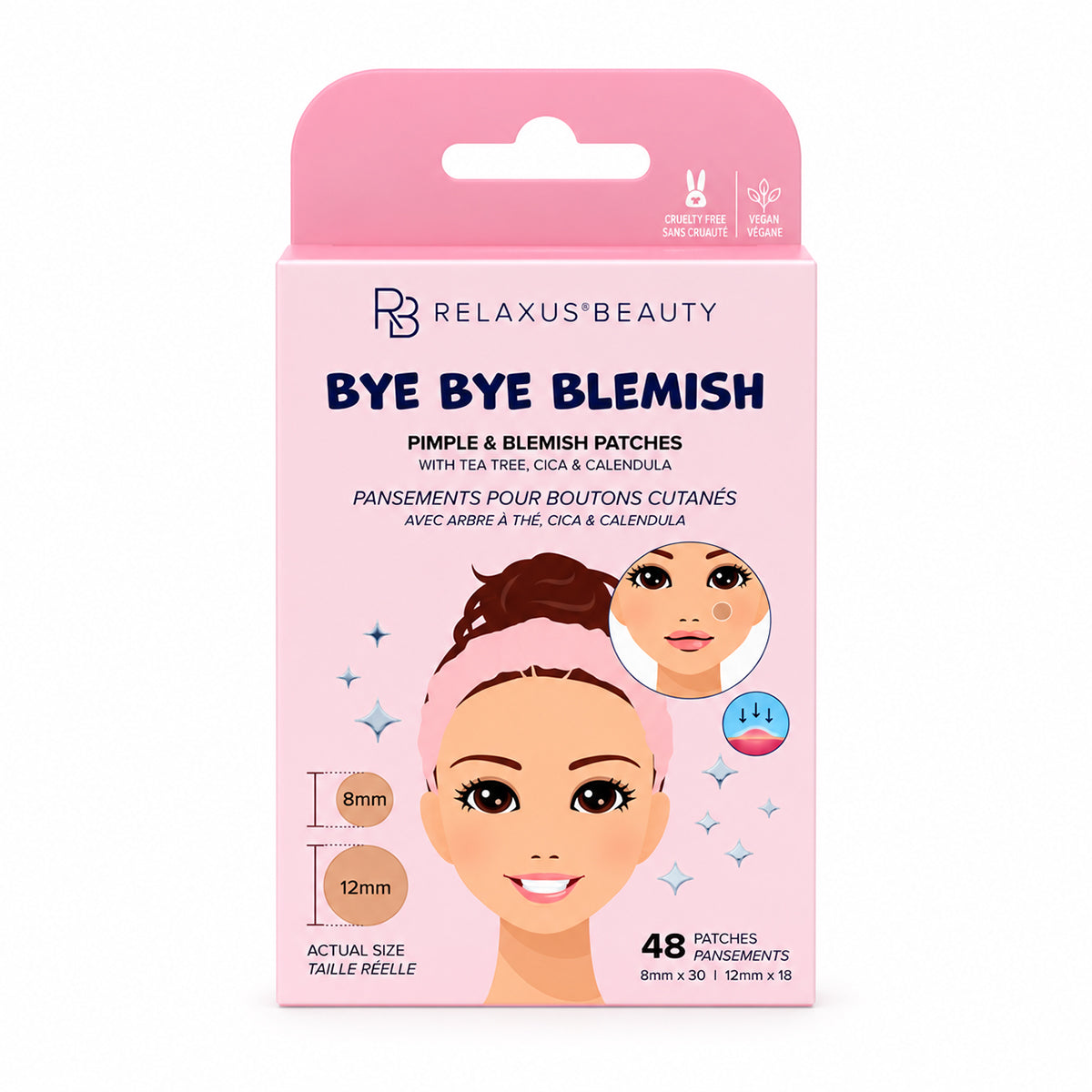 Pimple and blemish patches with tea tree
48-pack acne spot patches
Tea tree pimple patches
Discreet blemish patches for daytime use
Pimple patches with cica and calendula
Polyurethane blemish patches
Spot care patches in two sizes
Single-use pimple patches
