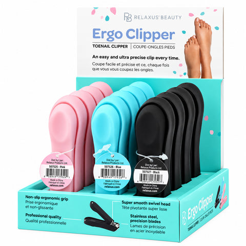 Ergo fingernail and toenail clippers
Stainless steel Ergo nail clippers Ergonomic nail clippers with swivel head
Nail clippers with non-slip grip Stainless steel precision nail clippers Pink Ergo nail clipper Blue Ergo nail clipper Black Ergo nail clipper Swivel head fingernail and toenail clipper