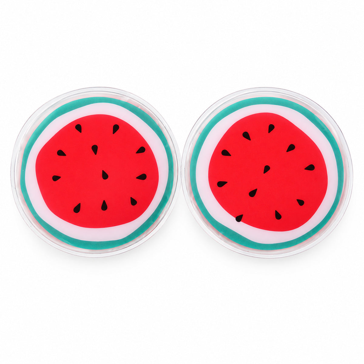 Reusable watermelon hot and cold gel eye pads Cooling watermelon gel eye pads Watermelon-shaped reusable gel eye pads Pair of hot and cold watermelon eye pads Cooling gel eye pads for tired eyes PVC watermelon gel eye pads with non-toxic filling Reusable warming watermelon eye pads Compact watermelon gel eye pads for home or travel