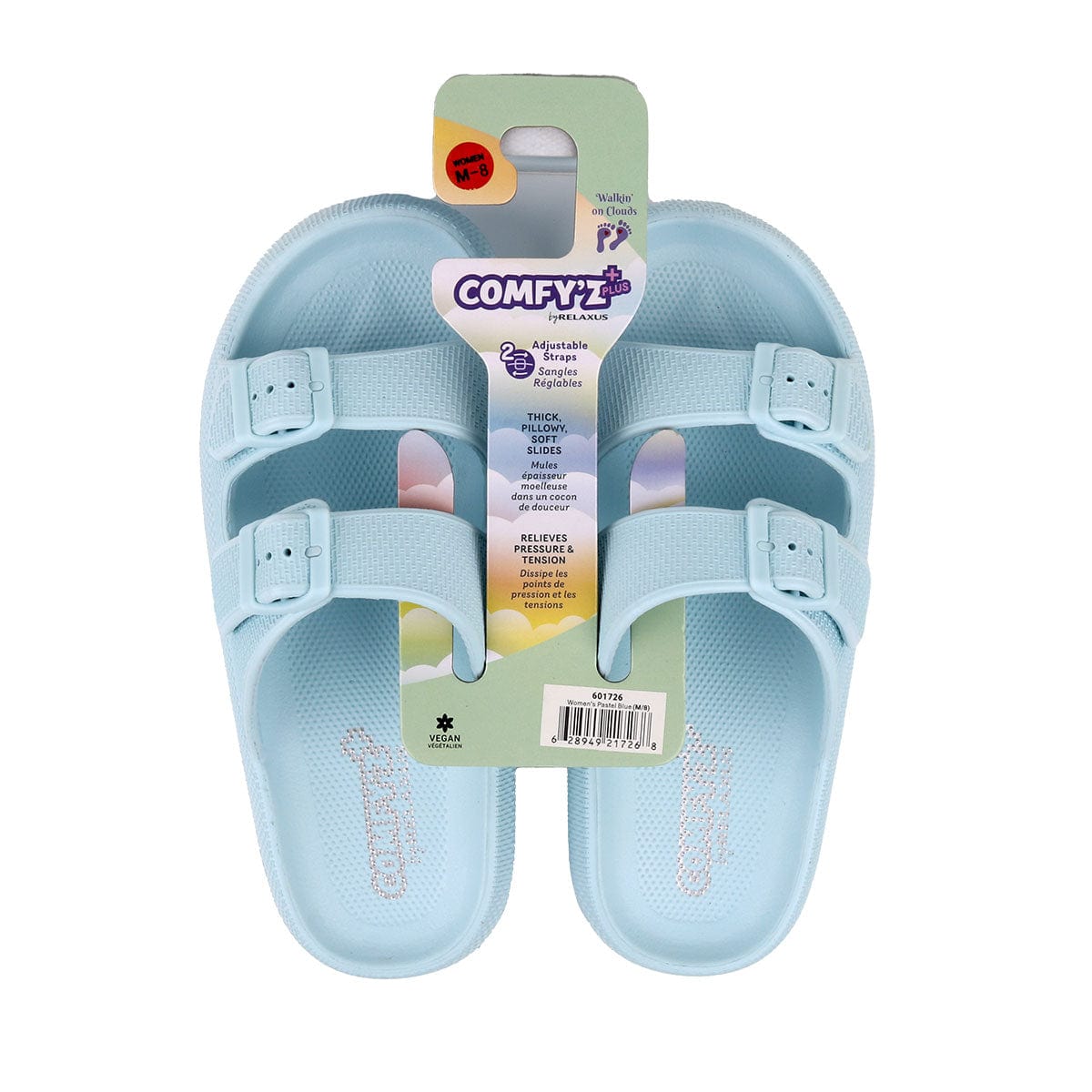 Wholesale Women's Vegan Comfy'z Plus Pastel Blue Sandal Slides