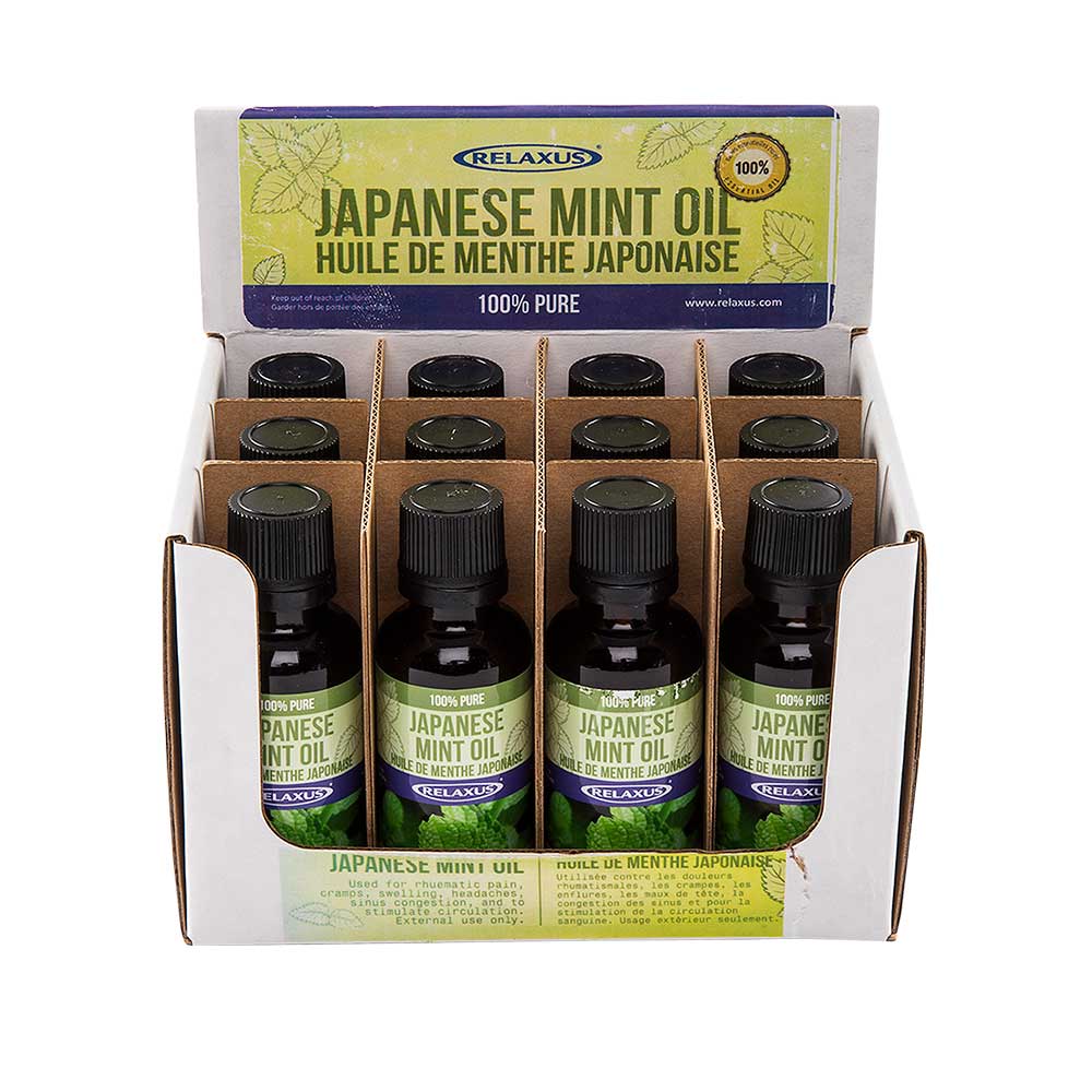 Wholesale Japanese Mint Oil 30 ml Bottle Displayer of 12