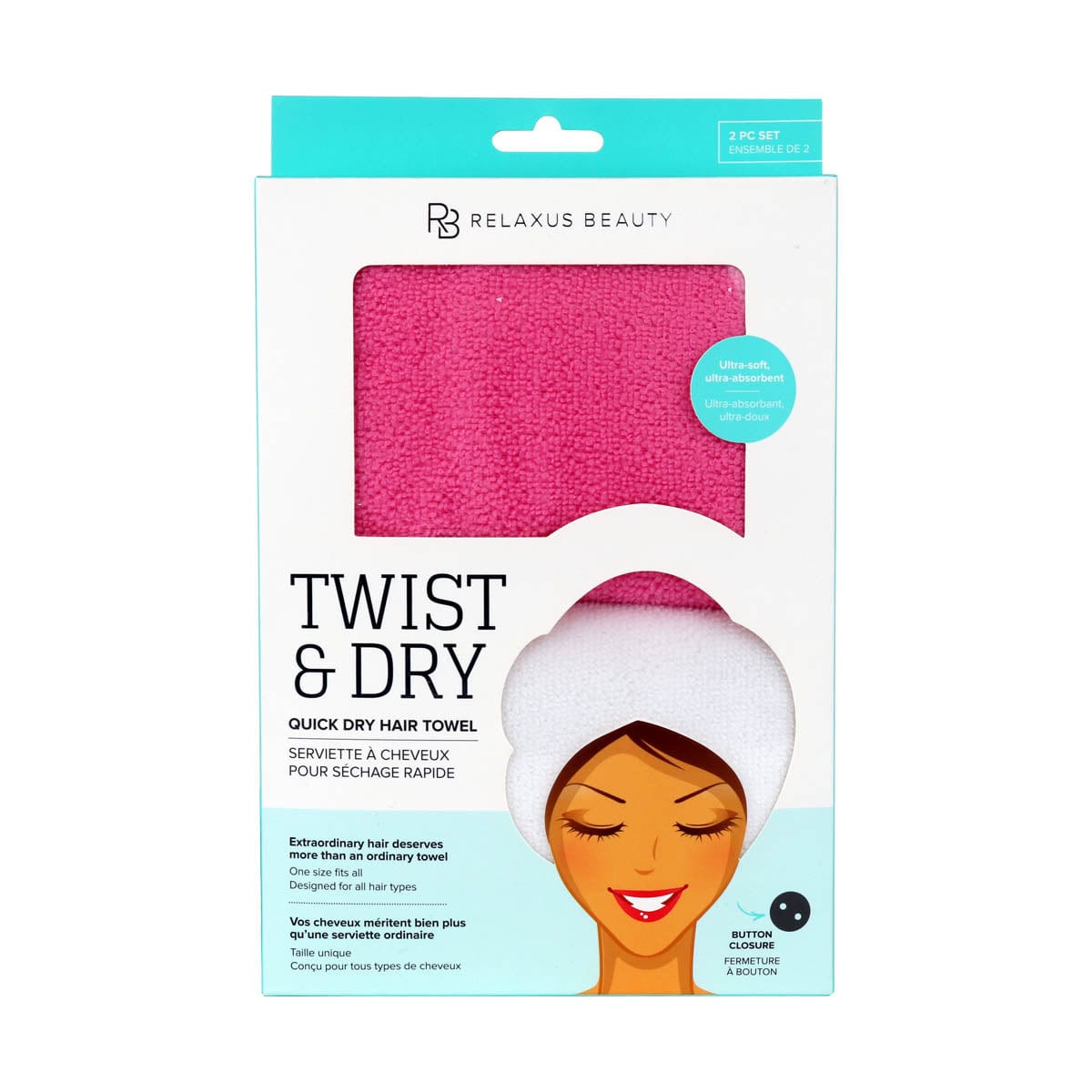 Twist & Dry Quick Dry Hair Towel 2-Pack box