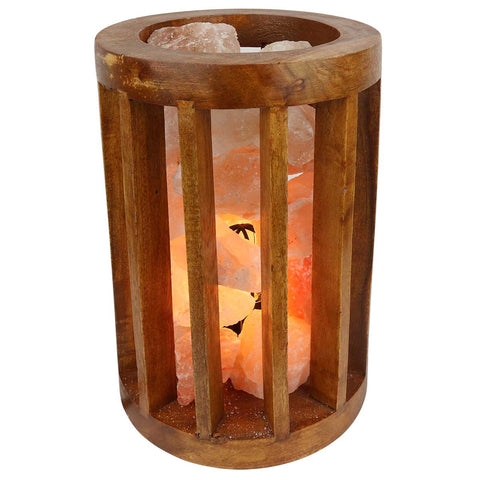 Wholesale Himalayan Salt Lamp Wooden Cylinder Basket