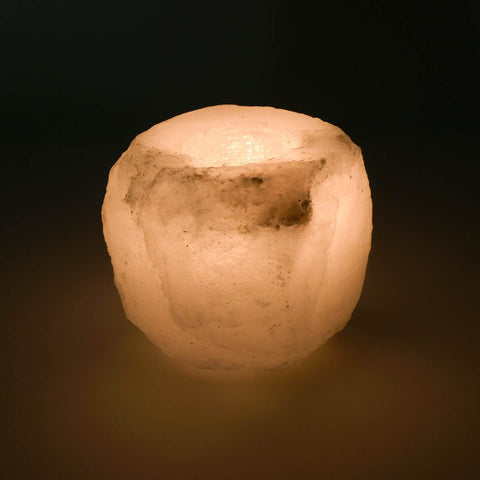 White Himalayan Salt Tea Light Holder