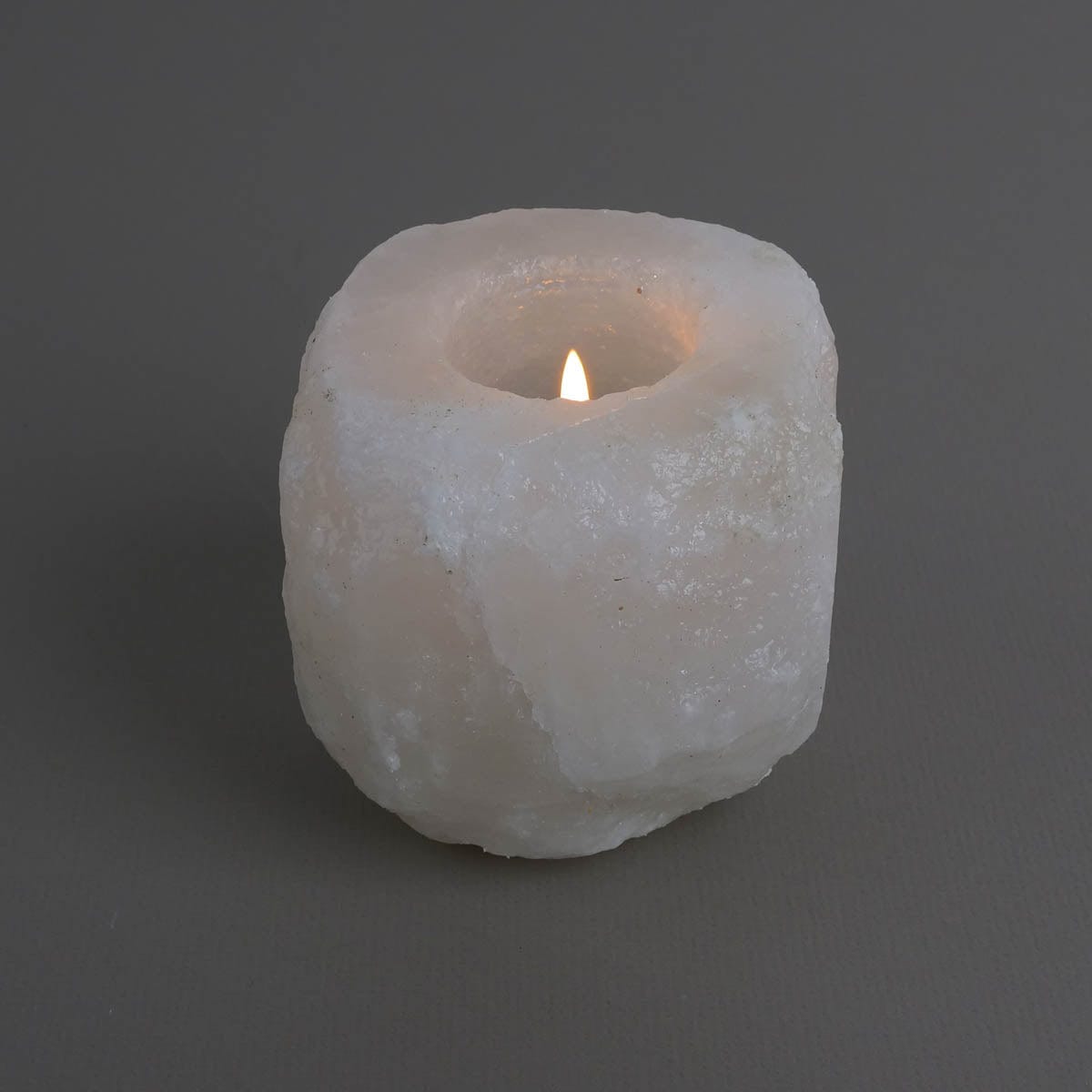 White Himalayan Salt Tea Light Holder