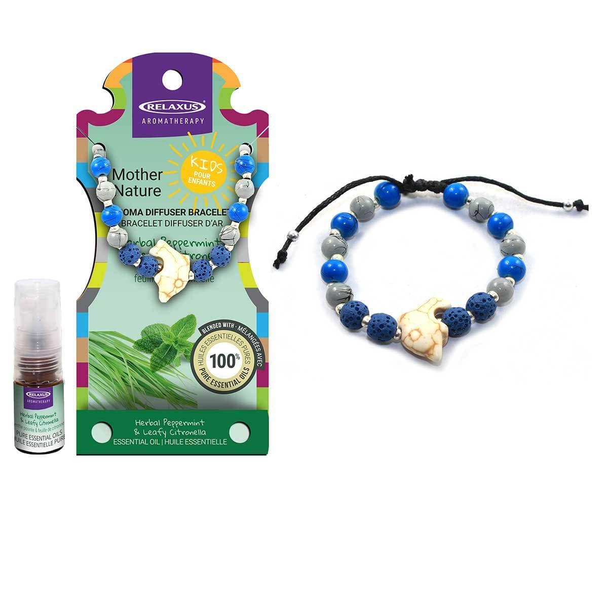 Kids Essential Oil Jewelry Bracelet  with 1.5ml vial of Herbal Peppermint & Leafy Citronella