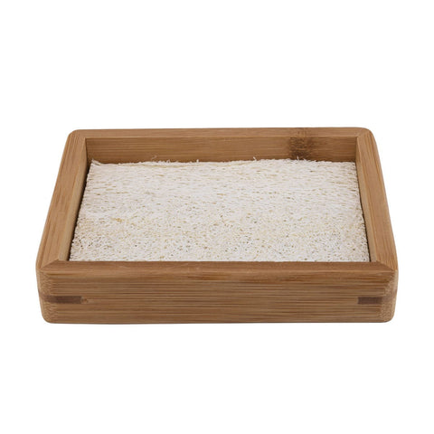 Bamboo Soap Tray With Loofah