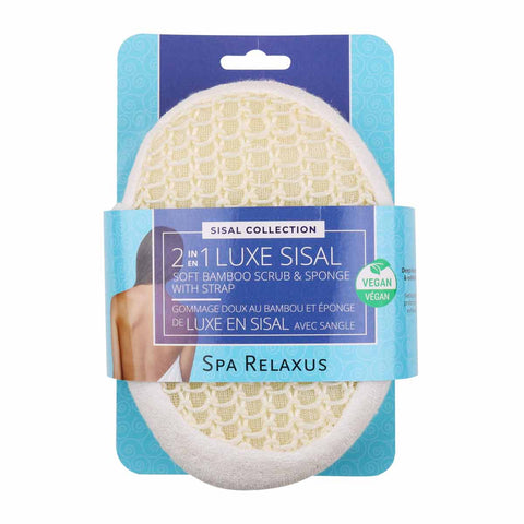 Wholesale 2-in-1 Luxe Sisal, Soft Bamboo Scrub & Sponge with Strap