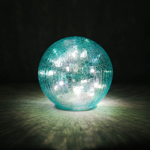 Blue Faerie LED Crackle Glass Globe 15cm