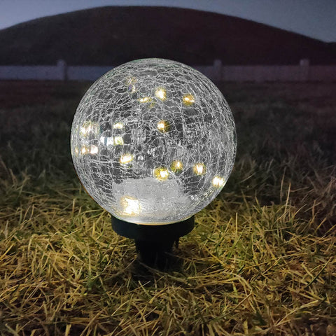 Solar Faerie LED Globe (15 cm) with stake in grass