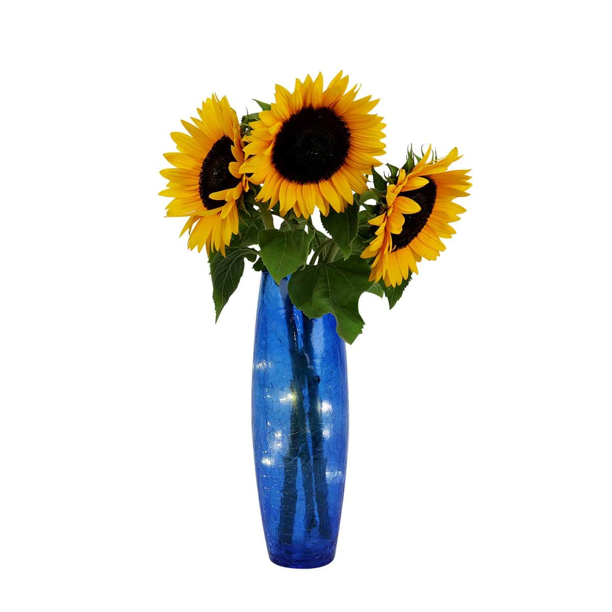 Wholesale Blue Faerie LED Crackle Glass Vase