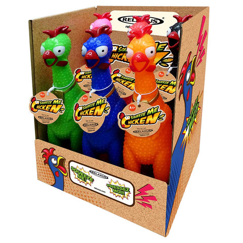 Wholesale Squeeze Me Chicken Novelty Toy Displayer of 6