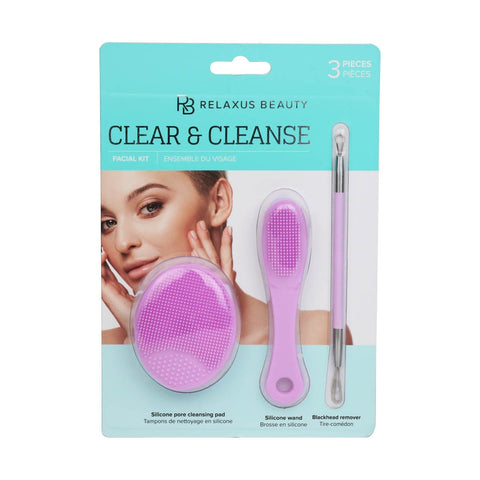 Clear & Cleanse Facial Kit (Set of 3) lavender packaging
