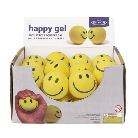 Wholesale Happy Gel Stress Balls Displayer of 24